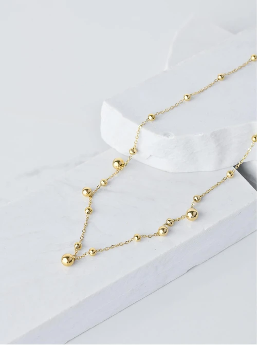 Naszyjnik kuleczki, kolor złoty S3V71961-2Z