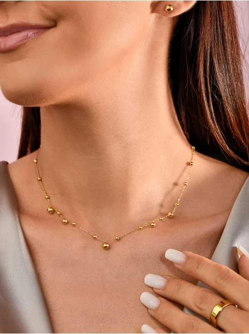 Naszyjnik kuleczki, kolor złoty S3V71961-2Z