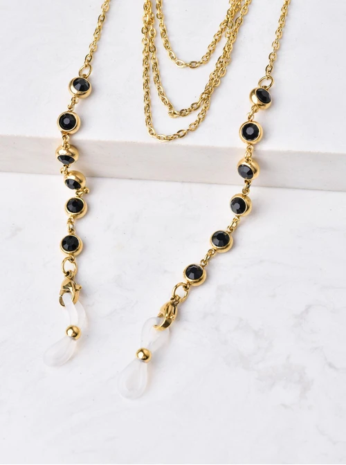 Łańcuszek do okularów, czarny, złoty S3V72943-2Z