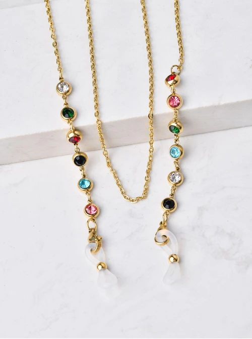 Łańcuszek do okularów, kolorowy, złoty S3V72943-1Z