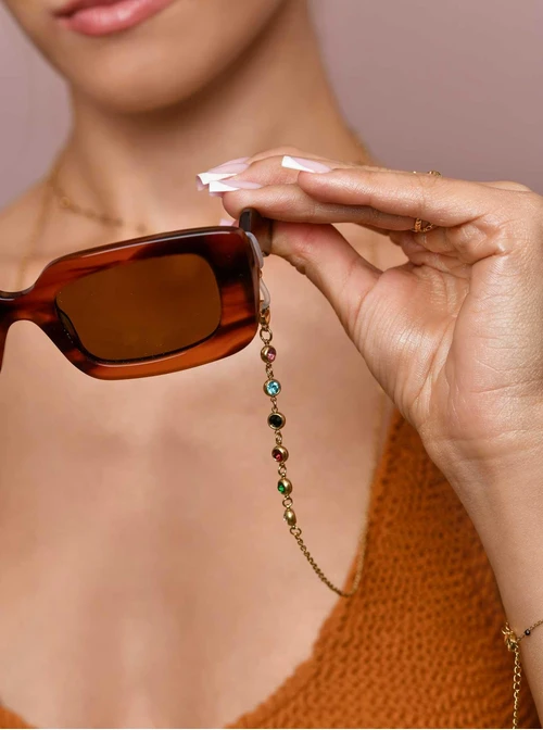 Łańcuszek do okularów, kolorowy, złoty S3V72943-1Z