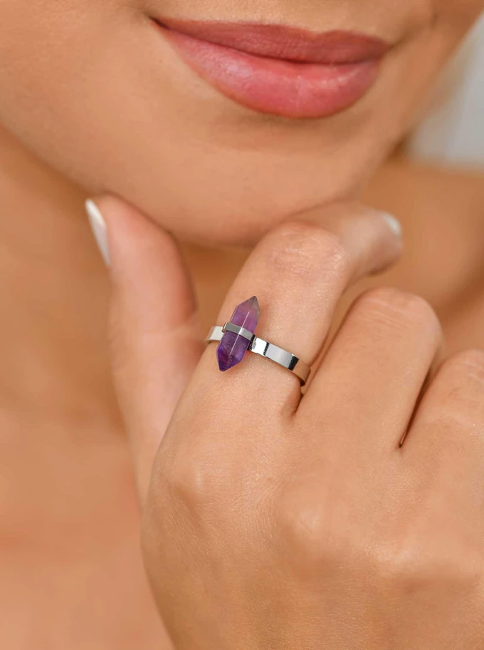 Pierścionek Ametyst, srebrny S4V70614