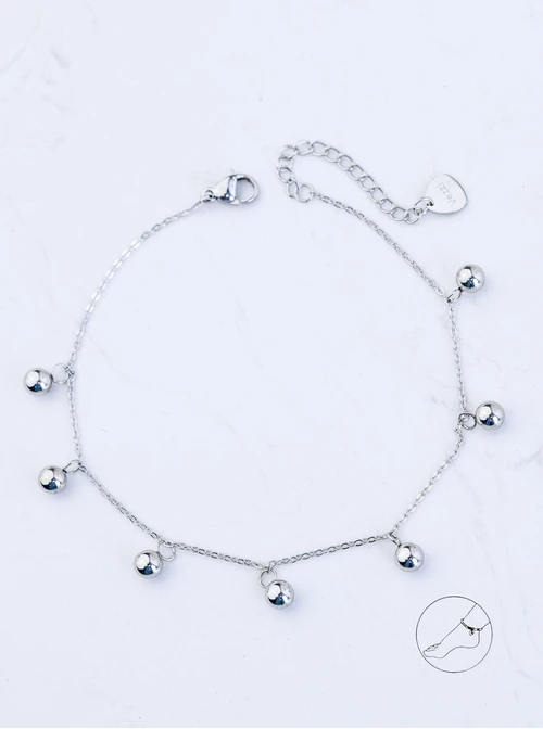 Bransoletka na kostkę kuleczki, srebrny S1V72119-S