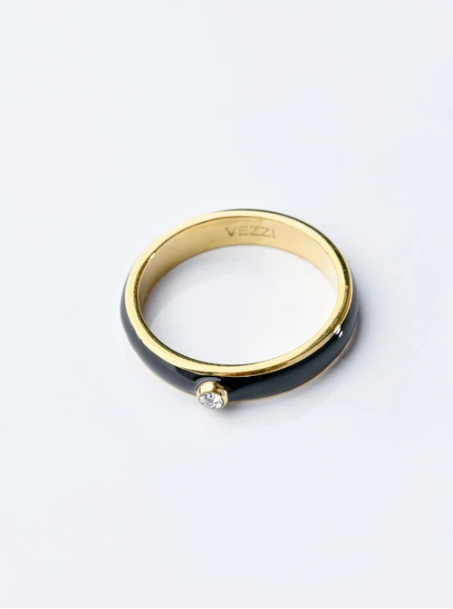 Pierścionek czarny, złoty S400059Z01