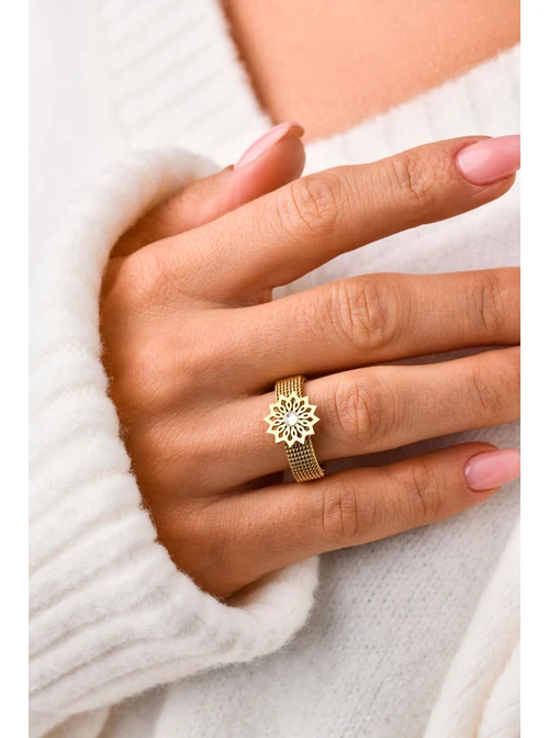 Pierścionek kwiatek, złoty S4V70656