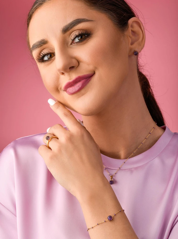 Pierścionek Ametyst, złoty S400024Z08