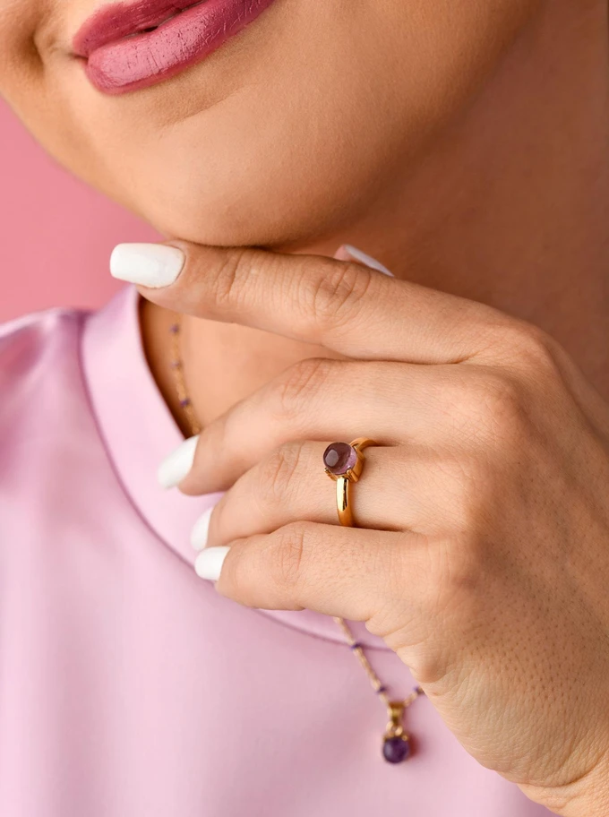 Pierścionek Ametyst, złoty S400024Z08