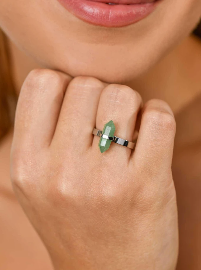 Pierścionek Awenturyn, srebrny S4V70615