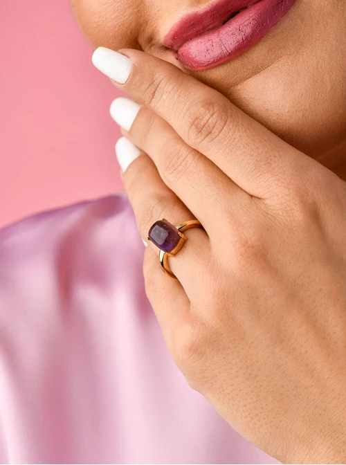 Pierścionek Ametyst, złoty S400030Z08