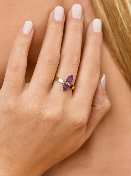Pierścionek Ametyst, złoty S4V70614