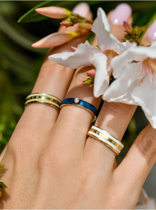 Pierścionek granatowy, złoty S400062Z04