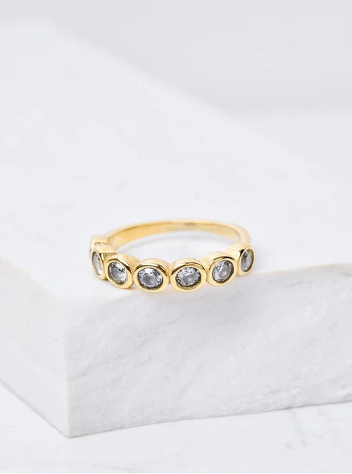 Pierścionek kryształki,złoty S400075Z02