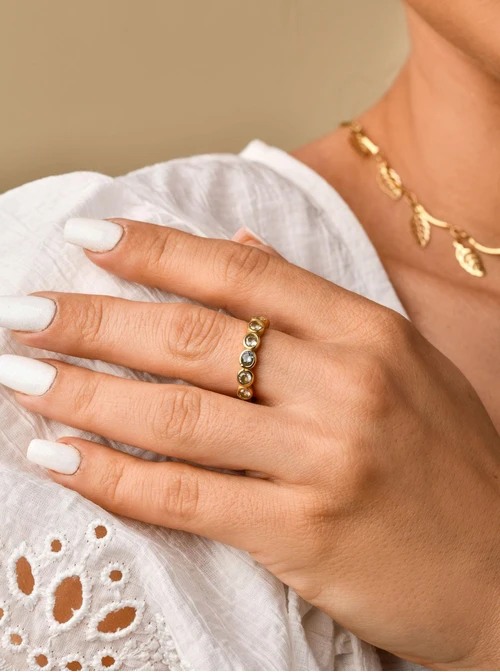 Pierścionek kryształki,złoty S400075Z02