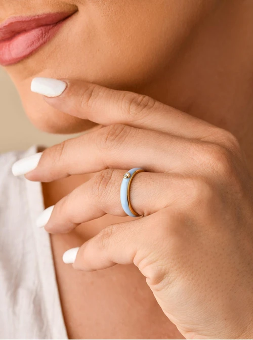 Pierścionek niebieski, złoty S400065Z04