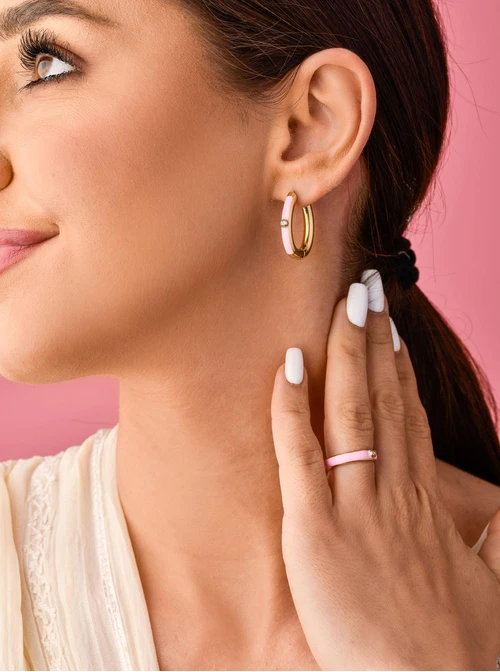 Pierścionek różowy, złoty S400060Z06