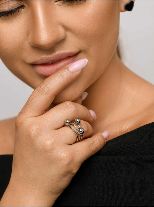 Pierścionek srebrne kulki S4V70586