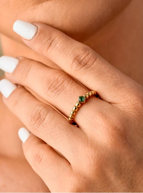 Pierścionek zielone oczko S400034Z04