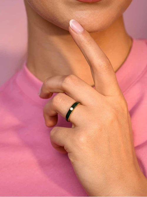 Pierścionek zielony, złoty S400061Z05