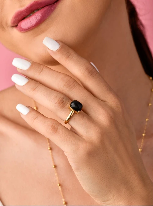 Pierścionek Obsydian, złoty S400018Z01