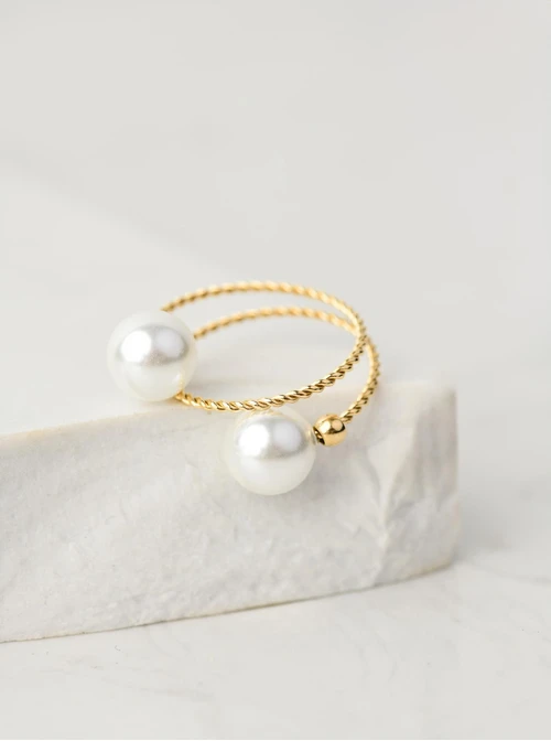 Pierścionek perełki, złoty S4V70584