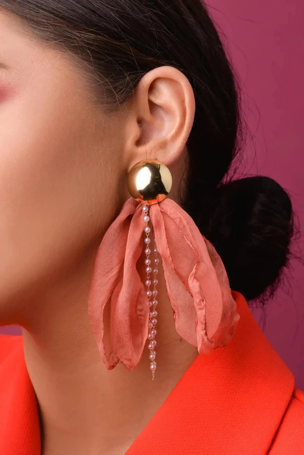 Kolczyki jedwabne, długie, ceglasty B2V70505-5