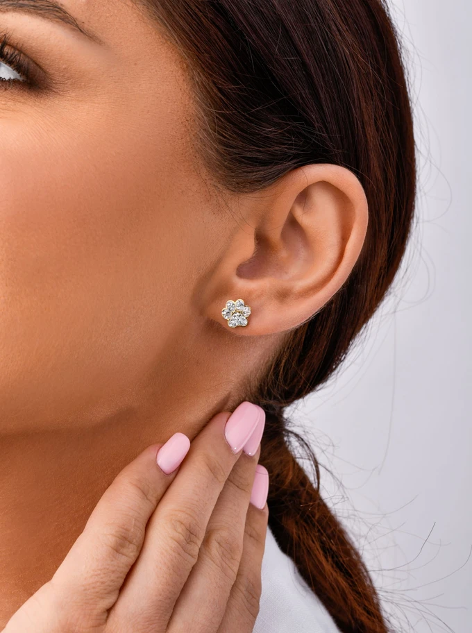 Kolczyki łapa, kryształki, złoty S200144Z02