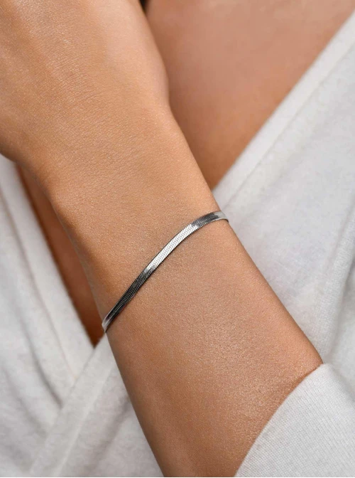 Bransoletka cienka żmijka, srebrny S100464S00