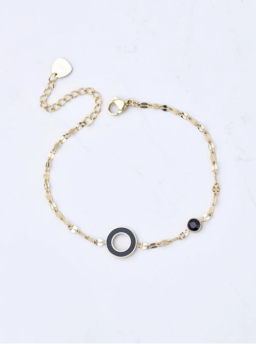 Bransoletka czarne kółeczko, złoty S100456Z01