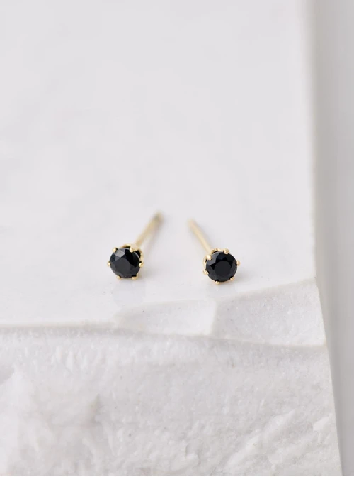 Kolczyki czarny kryształek (0,3 cm) S200276Z01