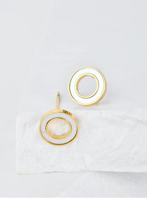 Kolczyki kółeczka, masa perłowa, złoty S200290Z02