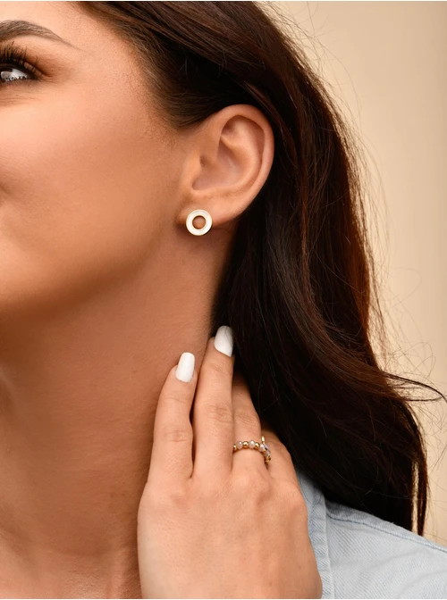 Kolczyki kółeczka, masa perłowa, złoty S200290Z02