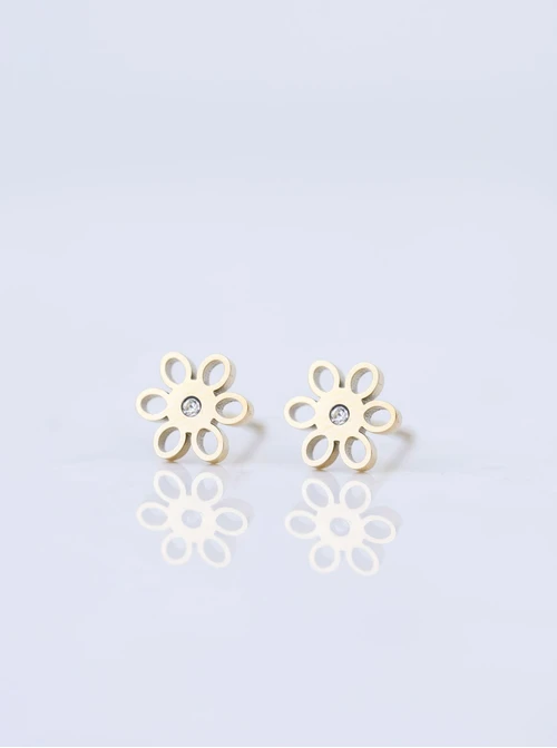 Kolczyki kwiatuszek, kryształek, złoty S200137Z02