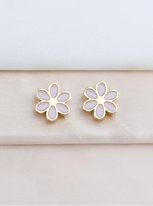 Kolczyki kwiatuszki, różowy, złoty S200106Z06