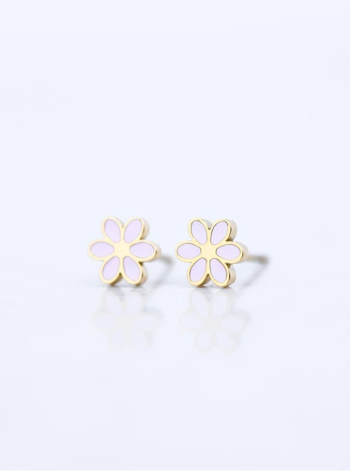 Kolczyki kwiatuszki, różowy, złoty S200106Z06