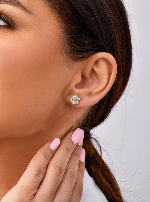 Kolczyki łapa, kryształki, złoty S200144Z02