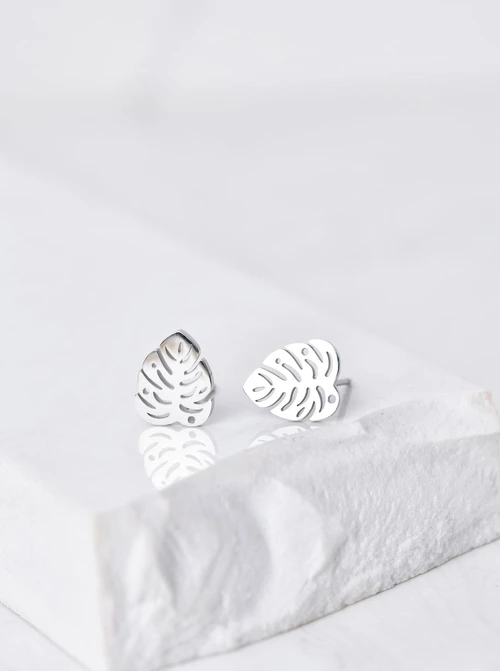 Kolczyki liść, kolor srebrny S200081S00