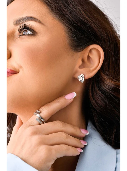 Kolczyki liść, kolor srebrny S200081S00