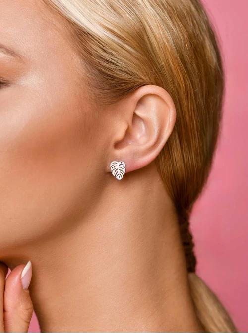 Kolczyki liść, kolor srebrny S200081S00