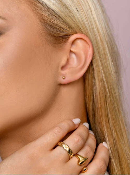 Kolczyki malutkie kuleczki, kolor złoty S2V70889-Z