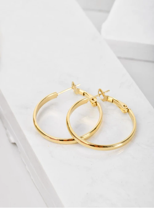 Kolczyki średnie cienkie kółka (3 cm) S200052Z00