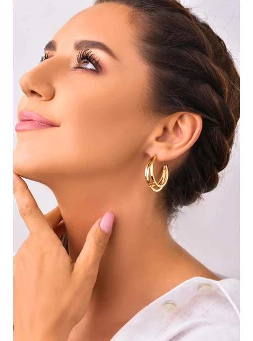 Kolczyki średnie koła, złoty(3 cm) S200286Z00