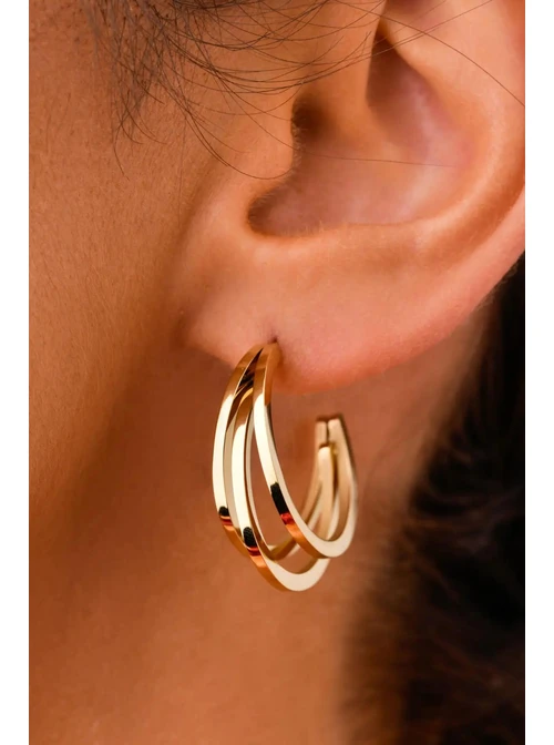 Kolczyki średnie koła, złoty(3 cm) S200286Z00