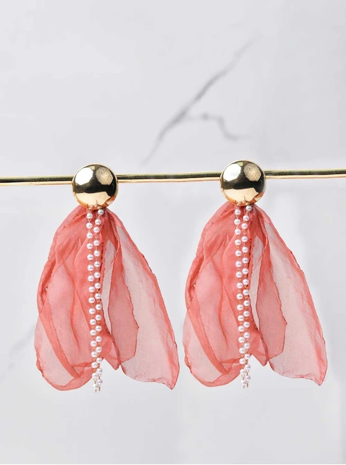 Kolczyki jedwabne, długie, ceglasty B2V70505-5