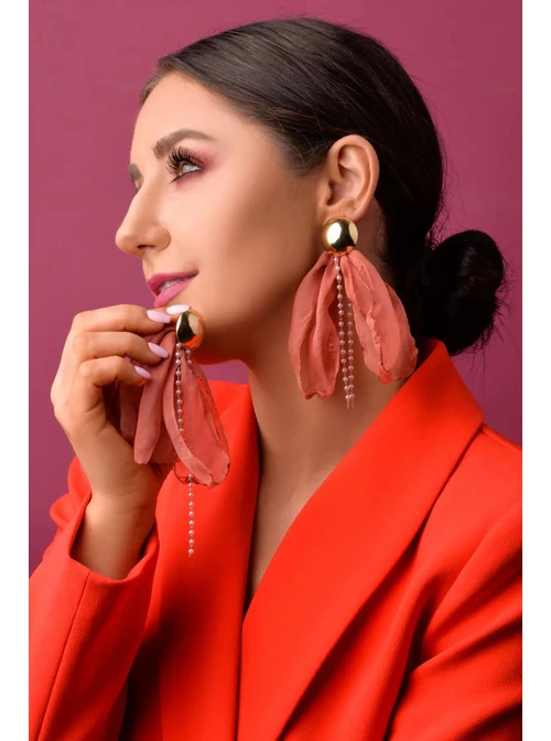 Kolczyki jedwabne, długie, ceglasty B2V70505-5