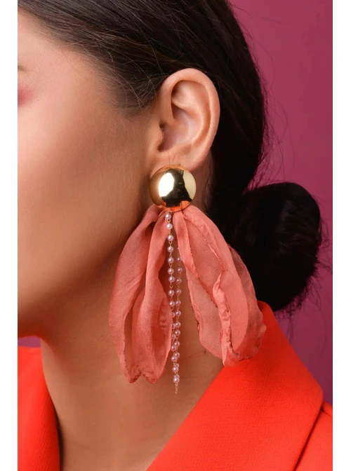 Kolczyki jedwabne, długie, ceglasty B2V70505-5