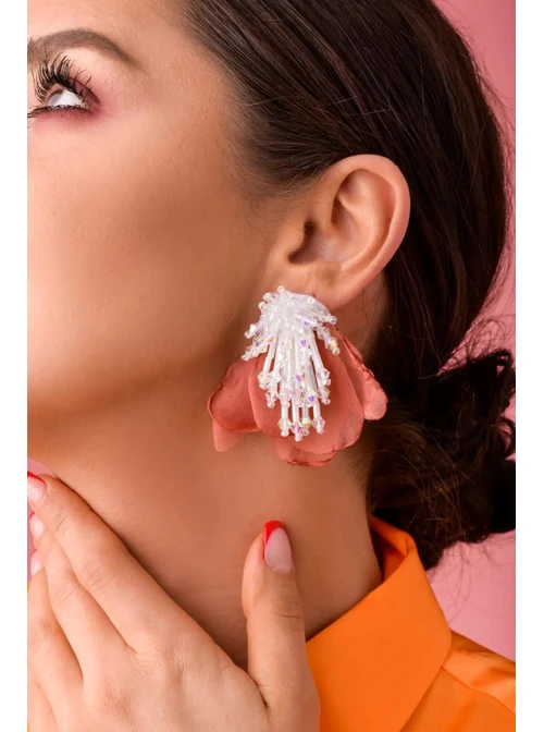 Kolczyki kwiaty, kryształki, ceglasty B2V70512-5