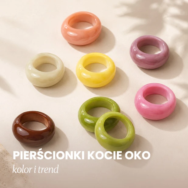 Kolorowe pierścionki Kocie Oko