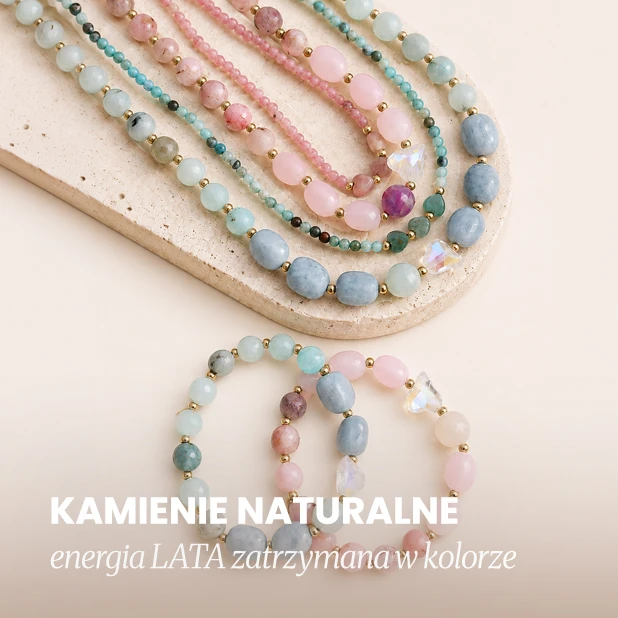 Naszyjniki i bransoletki z kamieniami naturalnymi w pastelowych kolorach