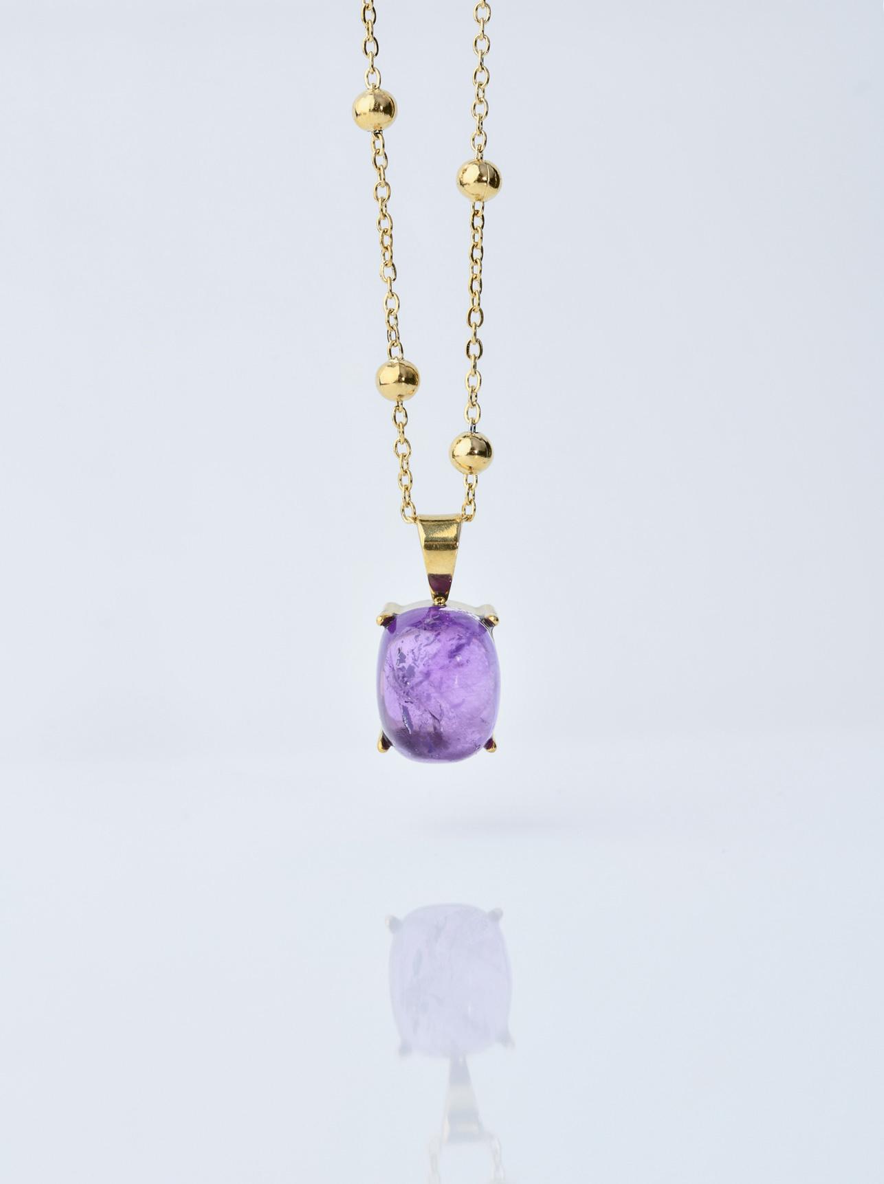 Naszyjnik Ametyst, fioletowy, złoty S300157Z08