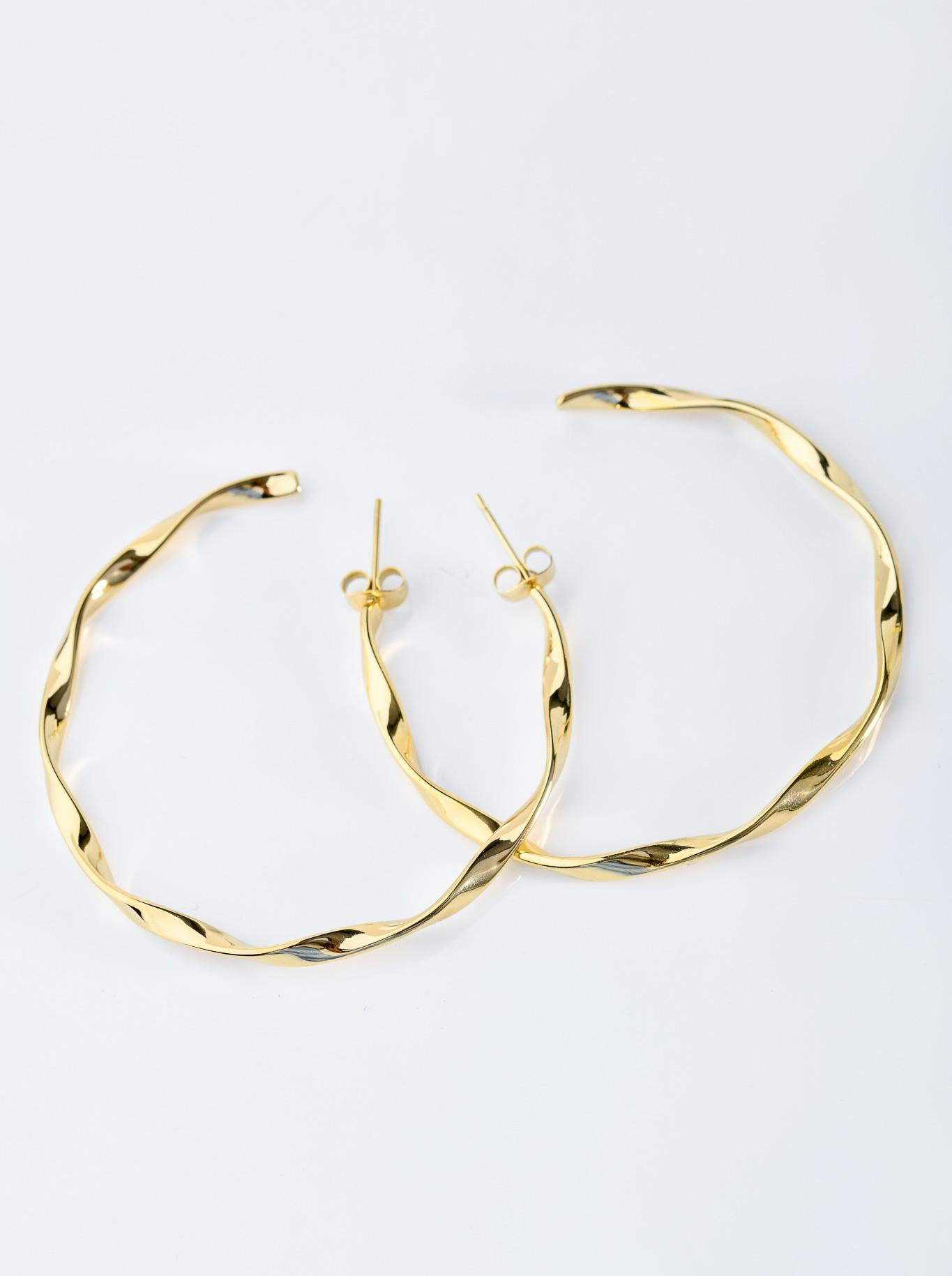 Kolczyki duże skręcone koła, złoty (5,5 cm) S203978Z00